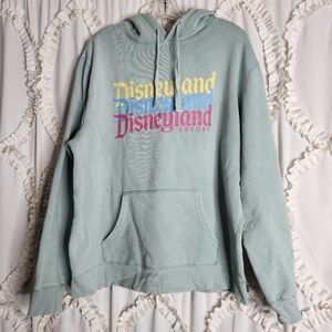 Disneyland Hoodie Green Sweatshirt Sz Large Adult Graphic Retro